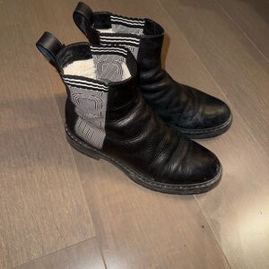 Fendi Black Ankle Boots with Patterned Trim